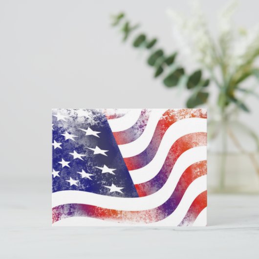 Patriotic Grunge Style verblasste amerikanische Fl Postkarte (Stehend Vorderseite)