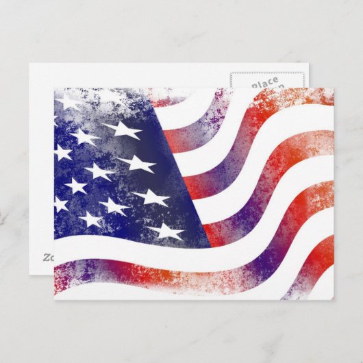 Patriotic Grunge Style verblasste amerikanische Fl Postkarte (Vorne/Hinten)