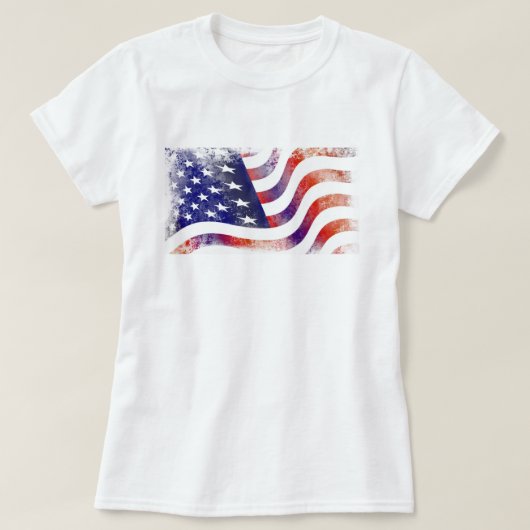 Patriotic Grunge Style verblasste amerikanische Fl T-Shirt (Design vorne)