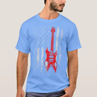 Patriotic Guitarist Gift Vintage American Flag Gui T-Shirt