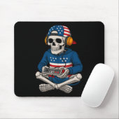 Patriotic Halloween Skeleton Gamer Funny Skeleton Mousepad (Mit Mouse)