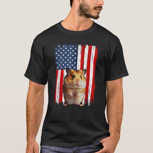 Patriotic Hamster American Flag 4. Juli Männer Wo T-Shirt (Vorderseite)