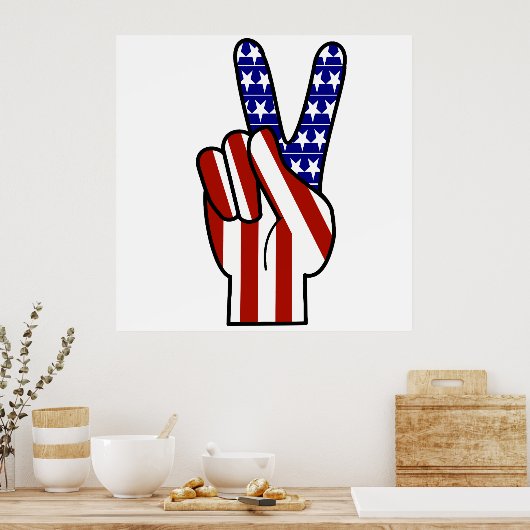 Patriotic Hand Peace Sign Poster (Küche)