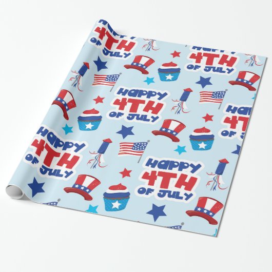 Patriotic happ 4. juli geschenkpapier (Ungerollt)