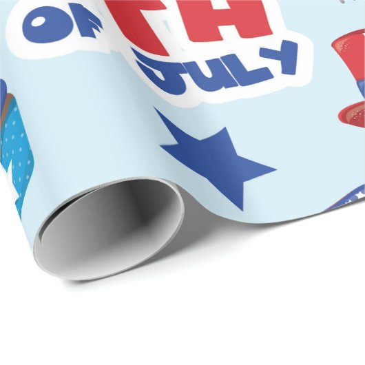 Patriotic happ 4. juli geschenkpapier (Rolleneckpunkt)