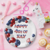 Patriotic Happy 4. Juli Balloon Paper Plate Pappteller (Party)