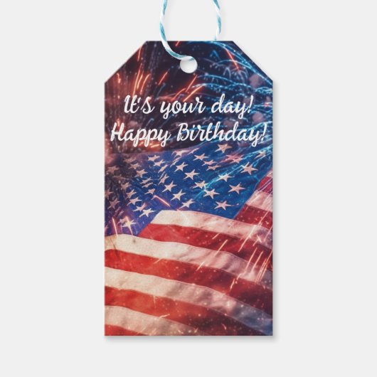 Patriotic Happy Birthday Geschenkanhänger (Vorderseite)