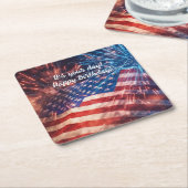 Patriotic Happy Birthday Rechteckiger Pappuntersetzer (angewinkelt)