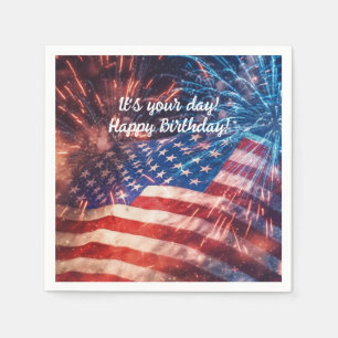 Patriotic Happy Birthday Serviette