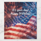 Patriotic Happy Birthday Weinetikett (Einzelnes Label)