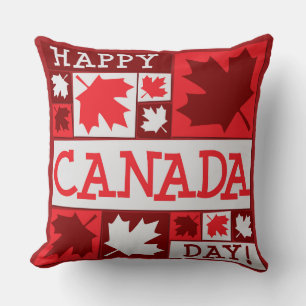 Patriotic Happy Canada Day Maple Leaf Kissen