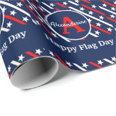 Patriotic Happy Flag Day Red White and Blue Streif Geschenkpapier (Rolleneckpunkt)