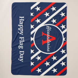 Patriotic Happy Flag Day Red White and Blue Streif Sherpadecke