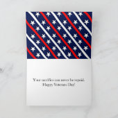 Patriotic Happy Veteran Day USA Flag Dankeskarte (Innenseite)