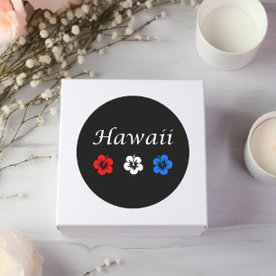 Patriotic Hawaii Aloha Red White Blue Blume Runder Aufkleber