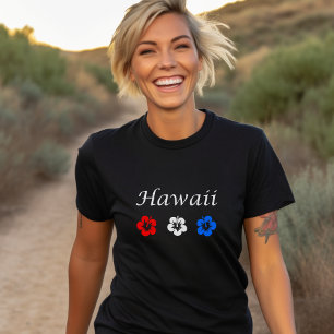 Patriotic Hawaii Aloha Red White Blue Blume T-Shirt