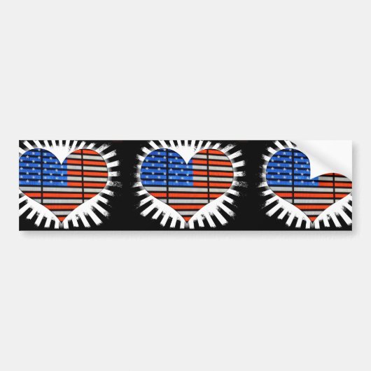 Patriotic Heart American Flag Autoaufkleber (Vorne)