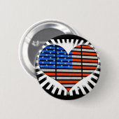 Patriotic Heart American Flag Button (Vorne & Hinten)