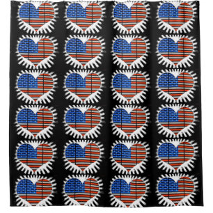 Patriotic Heart American Flag Duschvorhang