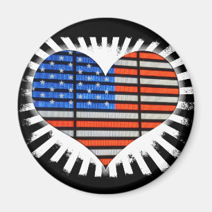 Patriotic Heart American Flag Magnet