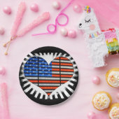 Patriotic Heart American Flag Pappteller (Party)