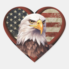 Patriotic Heart Eagle Flag Vinyl Laptop Decal Herz-Aufkleber