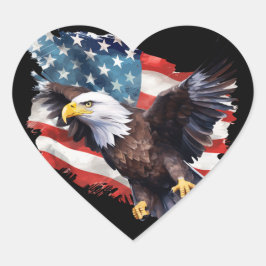 Patriotic Heart Eagle Flag Vinyl Laptop Decal Herz-Aufkleber