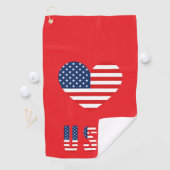 Patriotic Heart Golf Handtuch mit US-Flagge (Insitu)