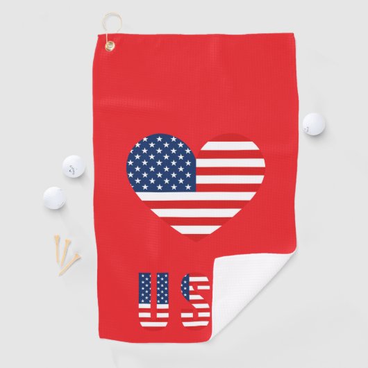 Patriotic Heart Golf Handtuch mit US-Flagge (Insitu)