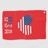 Patriotic Heart Golf Handtuch mit US-Flagge (Horizontal)