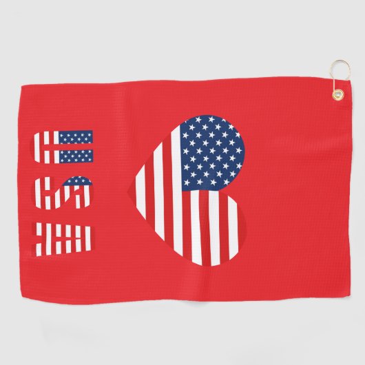 Patriotic Heart Golf Handtuch mit US-Flagge (Horizontal)