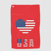 Patriotic Heart Golf Handtuch mit US-Flagge (Vorderseite)