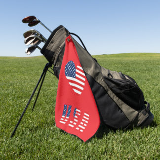 Patriotic Heart Golf Handtuch mit US-Flagge