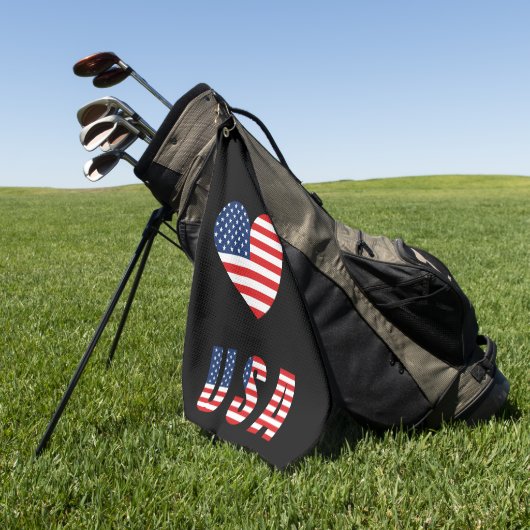 Patriotic Heart Golf Handtuch mit US-Flagge (Gras)