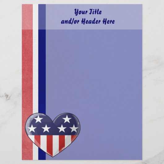 Patriotic Heart Letterhead Briefbogen (Vorderseite)
