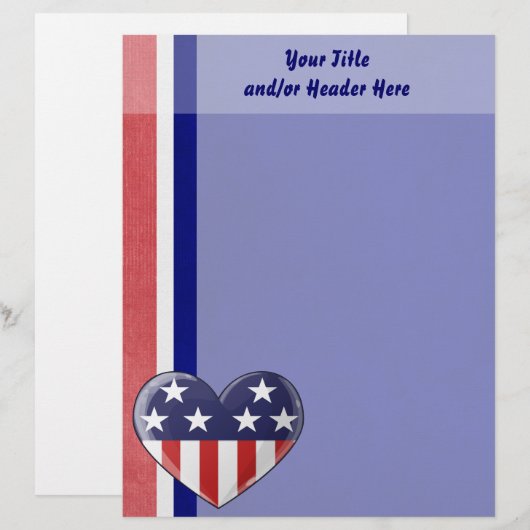 Patriotic Heart Letterhead Briefbogen (Vorne/Hinten)
