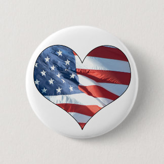 Patriotic Heart Shaped American Flag Button