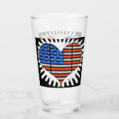 Patriotic Heart Shaped American Flag Glas (Rückseite)