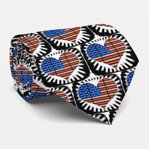 Patriotic Heart Shaped American Flag Krawatte
