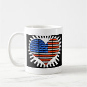 Patriotic Heart Shaped American Flag Neon Kaffeetasse (Links)