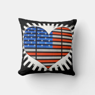Patriotic Heart Shaped American Flag Neon Kissen