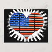 Patriotic Heart Shaped American Flag Neon Postkarte (Vorderseite)