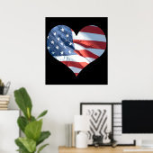 Patriotic Heart Shaped American Flag Poster (Heimbüro)