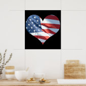 Patriotic Heart Shaped American Flag Poster (Küche)