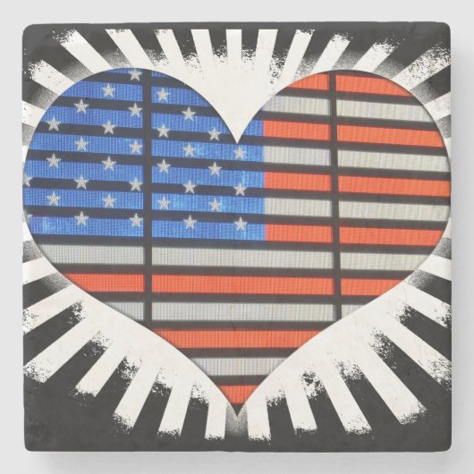Patriotic Heart Shaped American Flag Steinuntersetzer (Vorderseite)