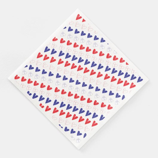 Patriotic Hearts Dinner Napkins Serviette (Ecke)