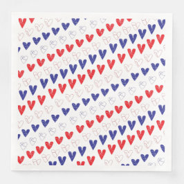 Patriotic Hearts Dinner Napkins Serviette