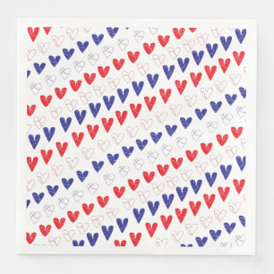 Patriotic Hearts Dinner Napkins Serviette
