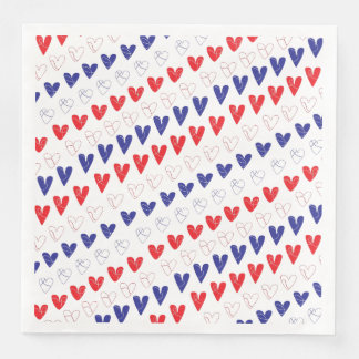 Patriotic Hearts Dinner Napkins Serviette