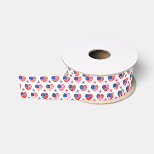 Patriotic Hearts Grosgrain Ribbon Ripsband